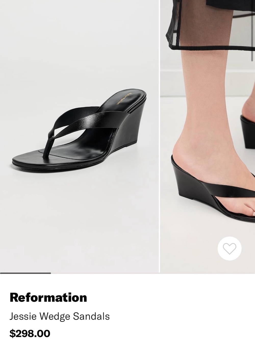 Reformation Jessie Wedge Sandals - Black
